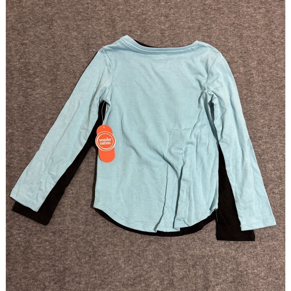 Wonder Nation Girl's Long Sleeve 2 Pack Print Black Small 6-6x - Picture 6 of 6